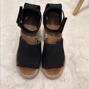 TOMS Black Ankle Strap Espadrilles